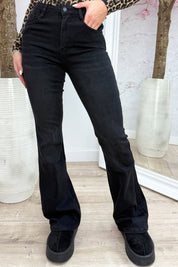 Full length flair jeans T6141-4 - Zwart