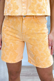 Stitched with love denim short - Lt. oranje