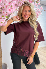 A little lace T-shirt - Bordeaux