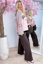 Soho star stripe sweater - Roze