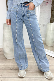 Rebel stud denim straight leg jeans - Jeans blue
