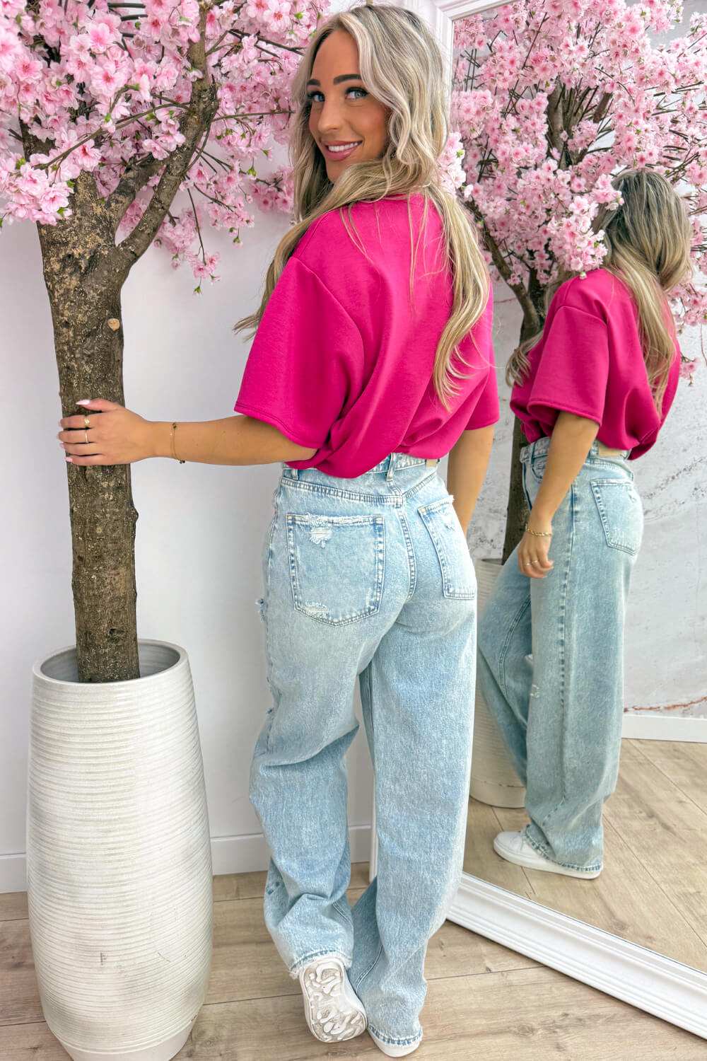 Basic puff topje - Fuchsia