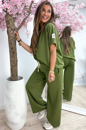 Perfect embleem comfy co-ord long - Olijf