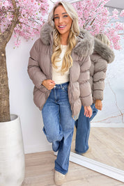 Snowy days are calling winterjas - Taupe