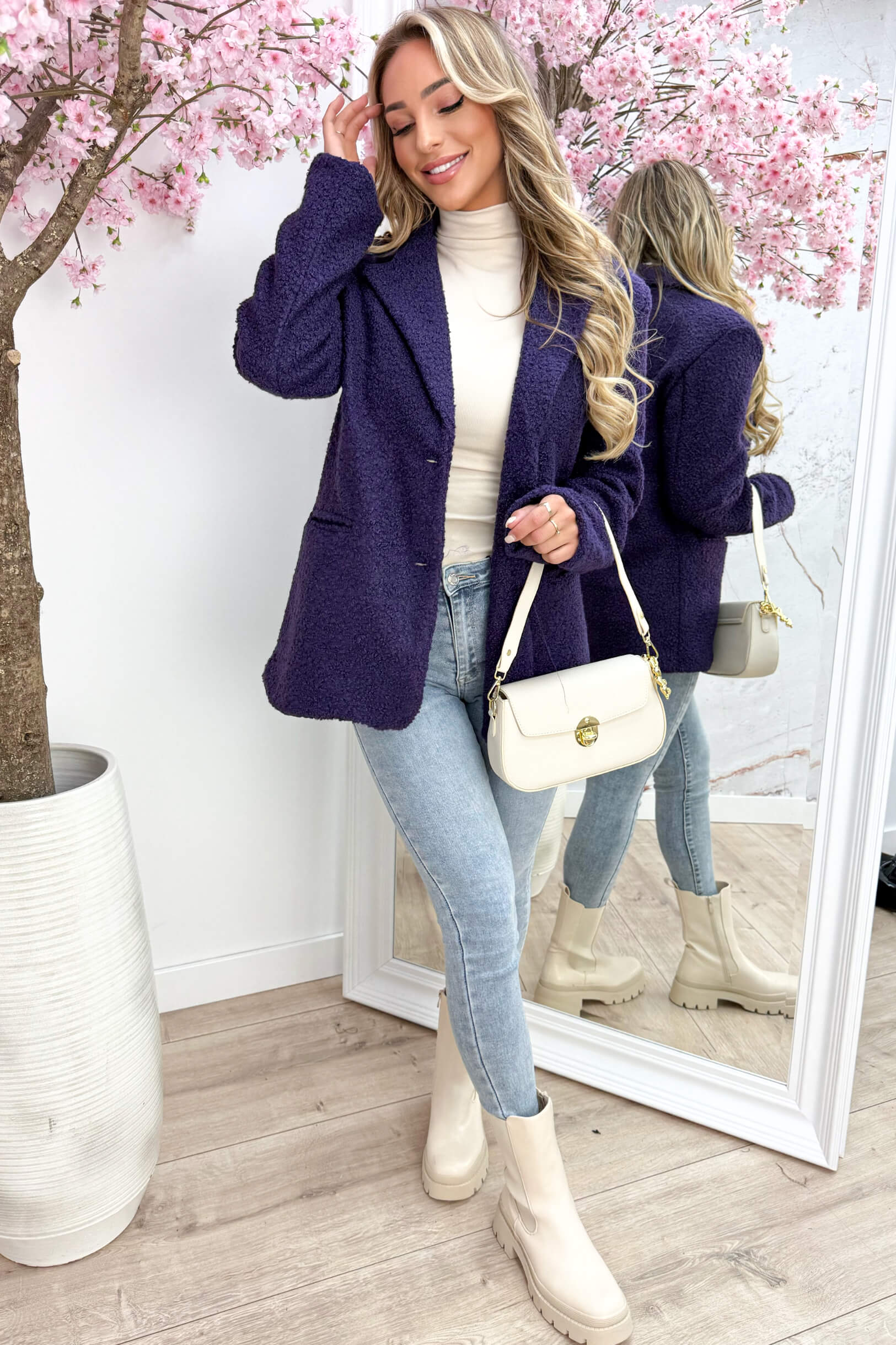 Teddy blazer - Dk. paars