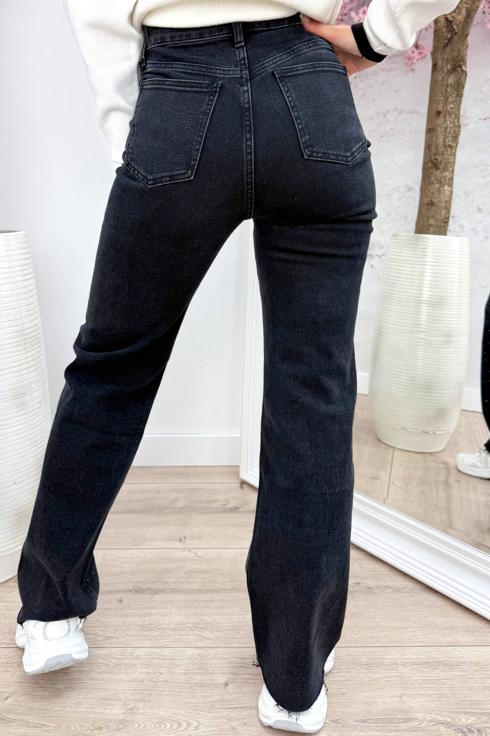 Wide leg diamond jeans RD3193 - Zwart