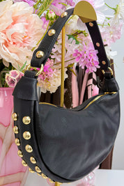 Golden studded bag (Echt leer!) - Zwart