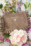 Amour ruffle suede make-up bag - Taupe