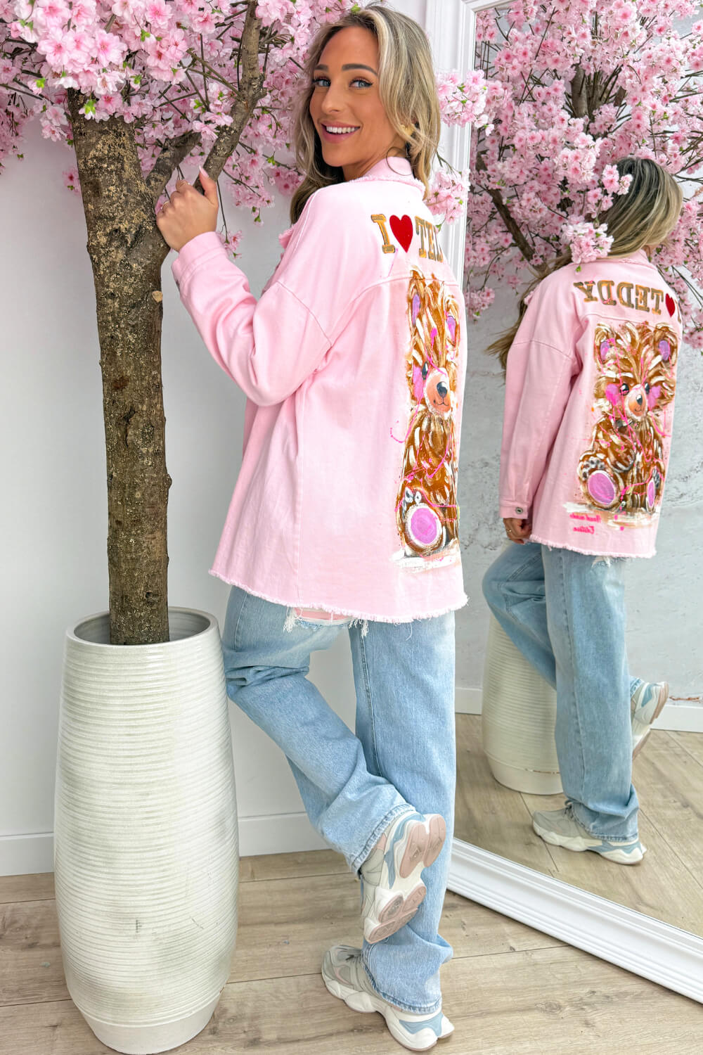 I love teddy denim jacket - Roze
