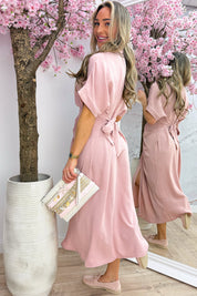 Draped bow dress - Oud roze