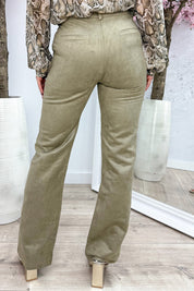 Suede look pants - Camel