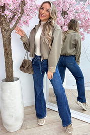 Corduroy vilt bomber - Taupe