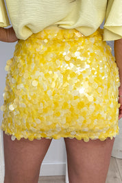 Shine all day sequin skirt - Geel