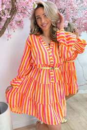 Sunny stripes cotton ibiza dress - Geel