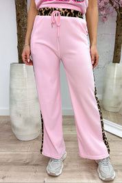 Leopard stripe comfy pants - Roze