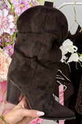 Suede look cowboy boots - Dk. Brown