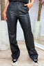 Pantalon aspect cuir croco - Noir