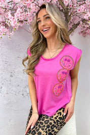 Exclusive smiley topje - Fuchsia