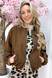 Soft trendy bomber - Bruin