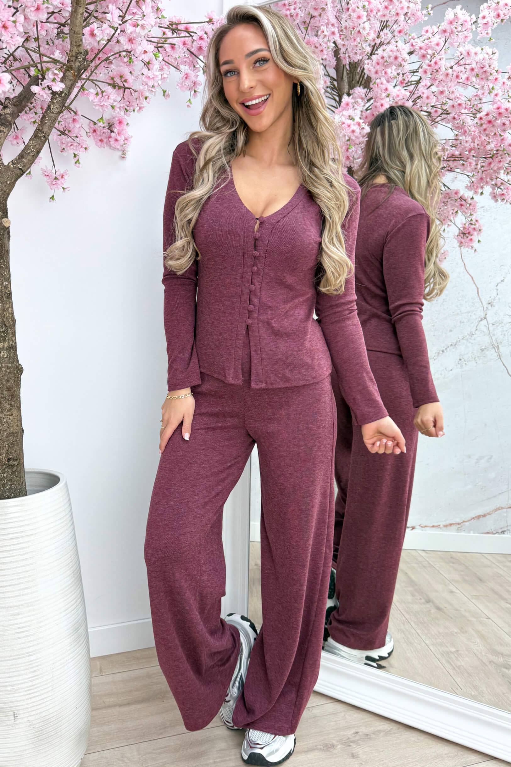 Button up comfy co-ord - Bordeaux