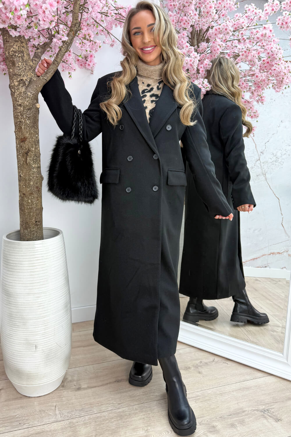 Soft and simple vilt trenchcoat - Zwart