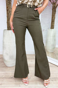 Classy flared pantalon (Incl. riem) - Army