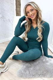 Ribbed comfy co-ord - Dk. groen