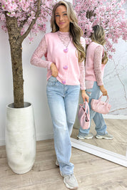 Sweet sparkle heart gilet - Lollypop roze