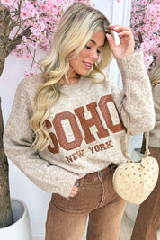 Woven soho knitted trui - Taupe