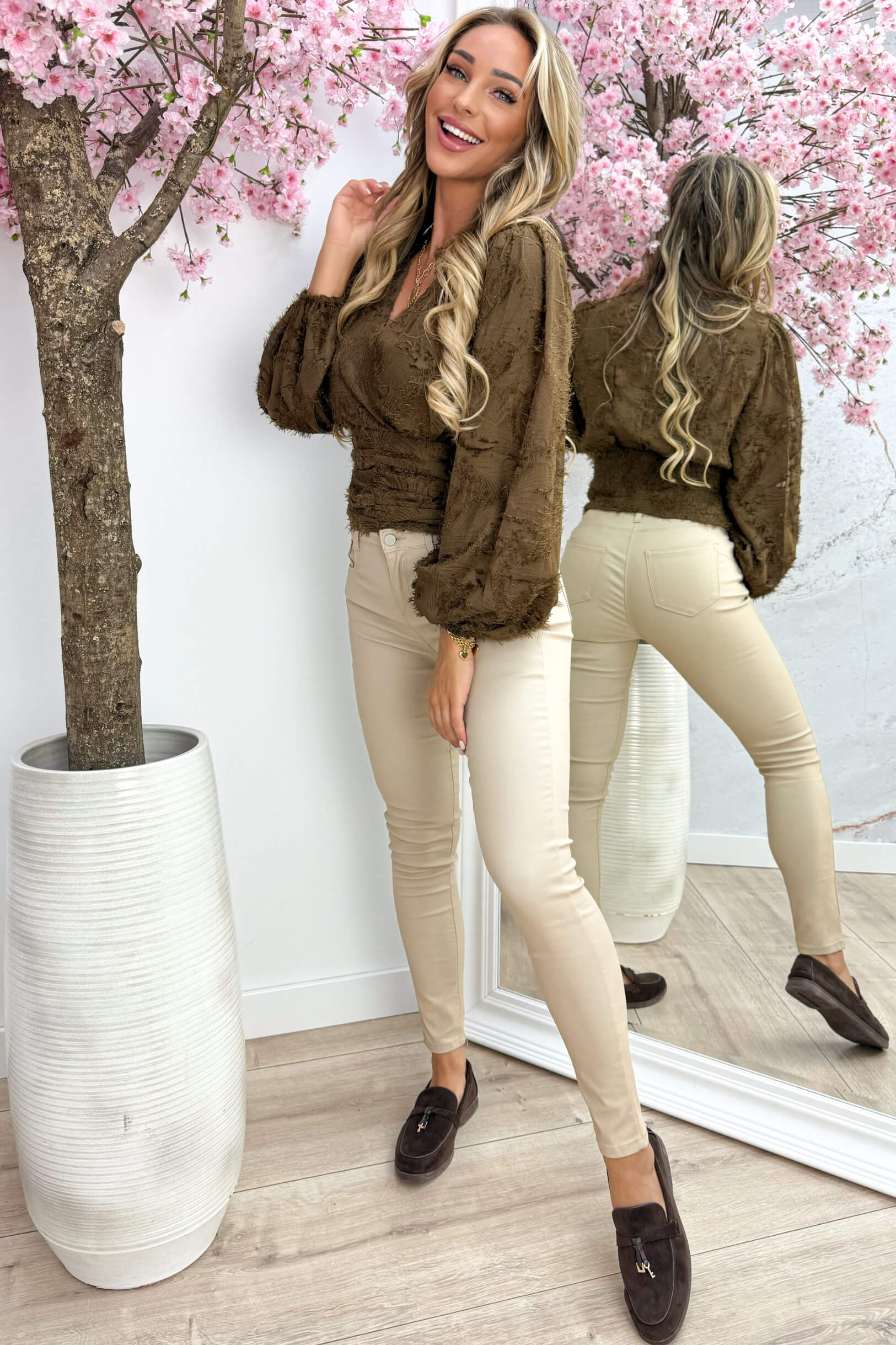 So furry cropped topje - Bruin