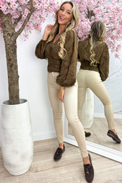 So furry cropped topje - Bruin