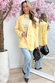 Silver hearts oversized blazer - Geel