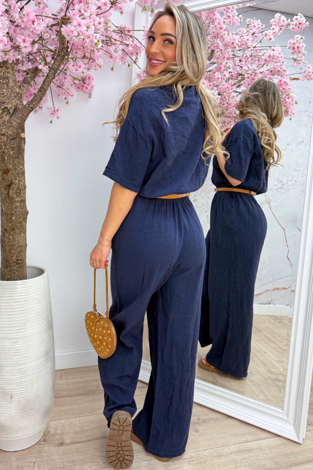 Formentera cotton jumpsuit - Navy