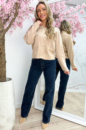 Timeless gold button topje - Camel