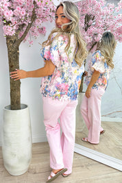 Flower lace blouse - Roze