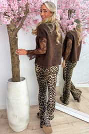 Two in one lace trui - Bruin