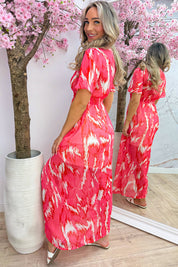 Coral sunset lurex maxi dress - Koraal