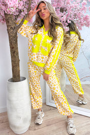 Striped leopard comfy co-ord - Geel