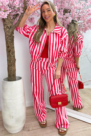 Striped straight leg jeans - Rood