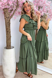 Malibu ruffle dress - Army
