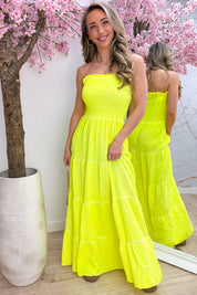 Neon cotton dress - Geel
