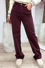 Wide leg jeans H986-17B - Bordeaux