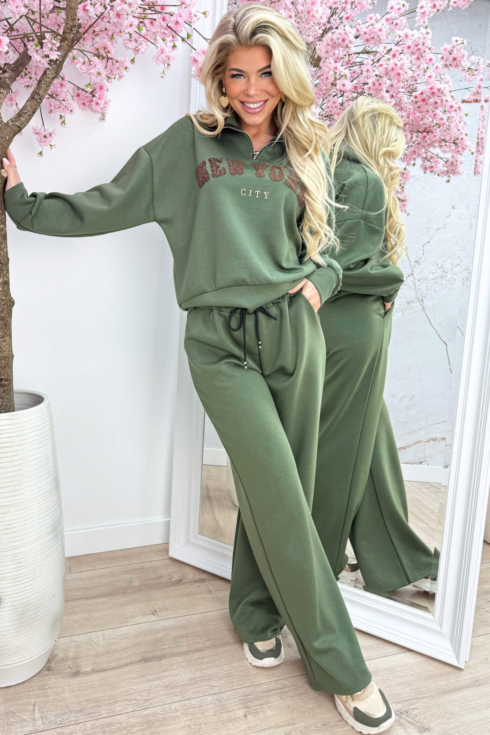 New york zipper comfy co-ord - Army