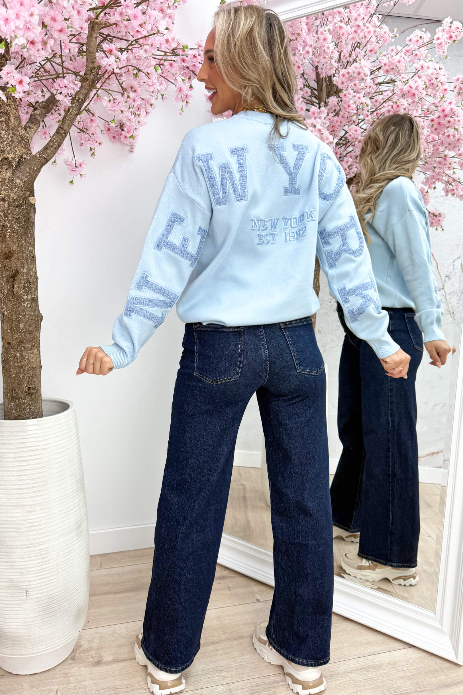 Soft new york tweed trui - Sky blue