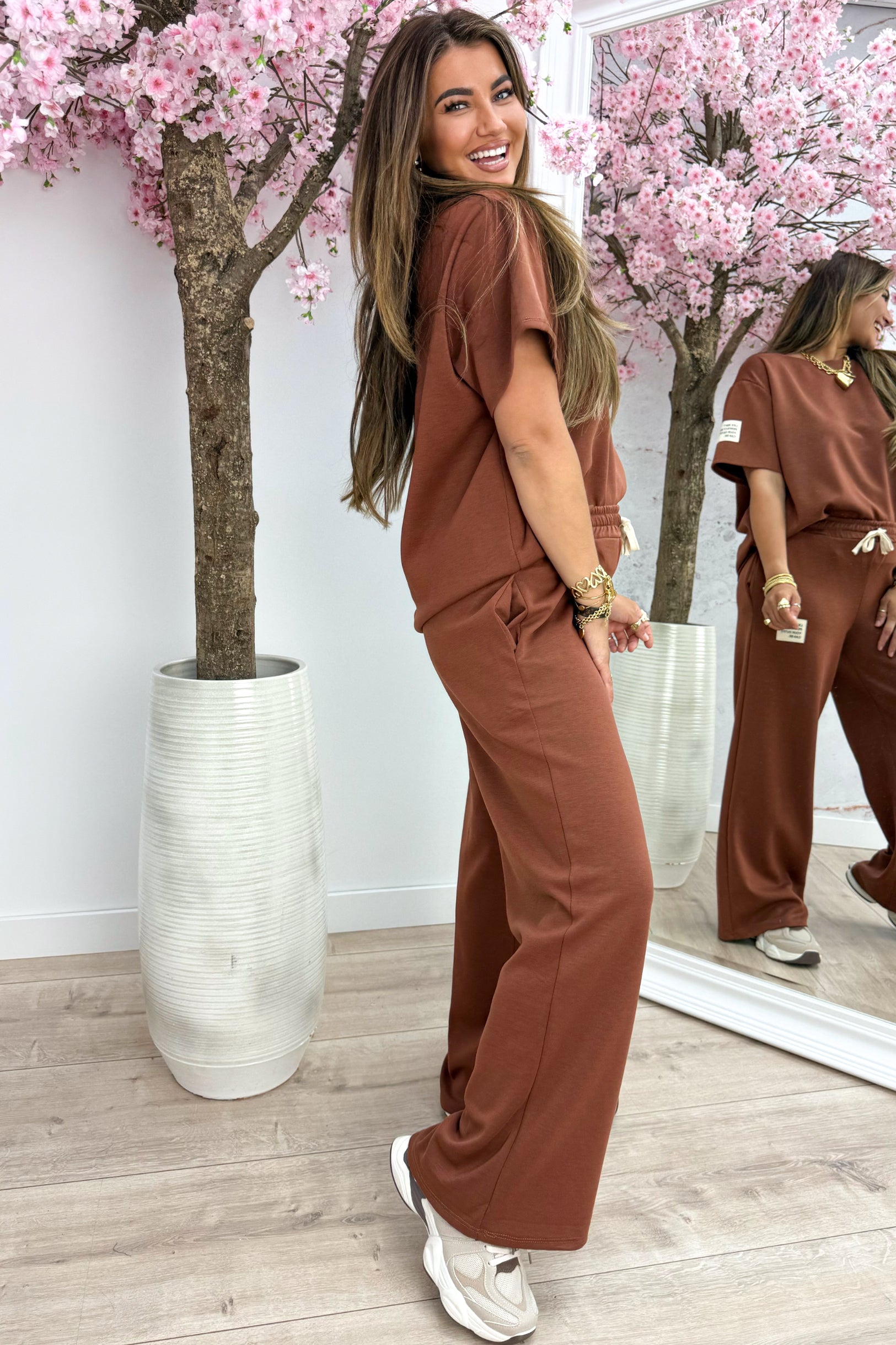 Perfect embleem comfy co-ord long - Cognac