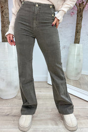 Button straight leg jeans Y612213 - Taupe