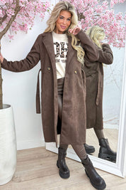 Long suede trenchcoat - Bruin