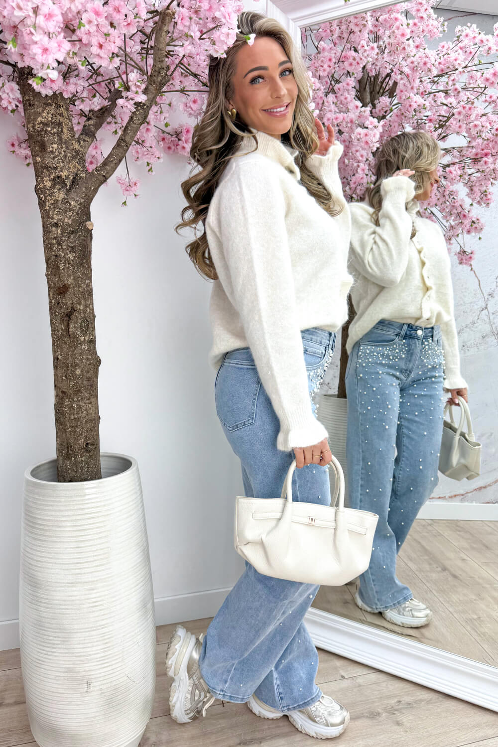 Pretty little ruffle trui - Beige