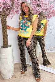 NY leopard statement topje - Geel